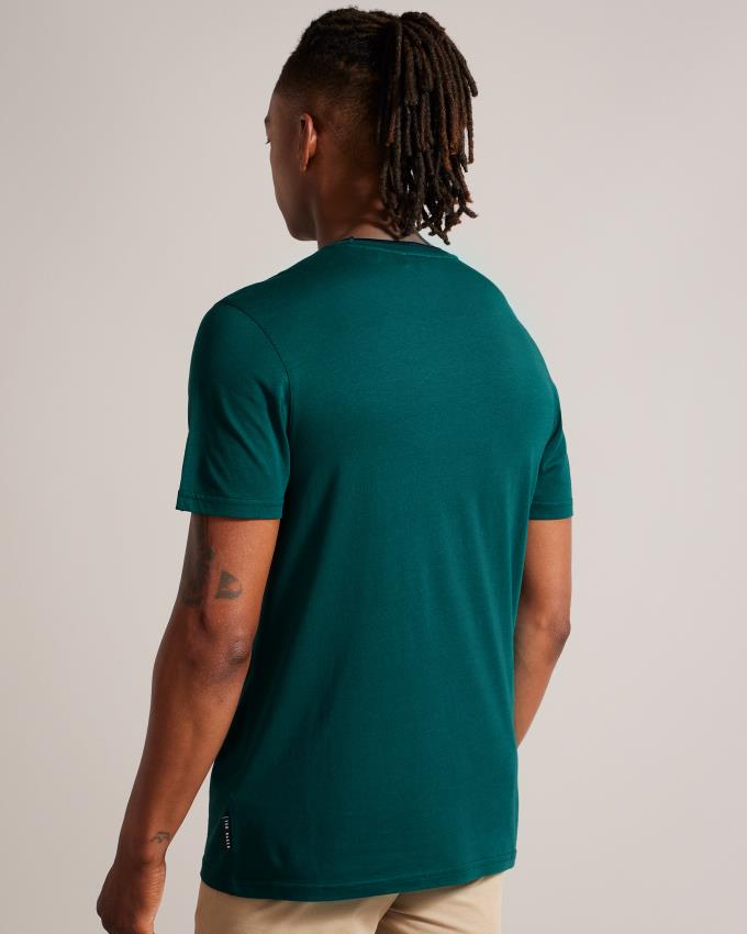 T-Shirt Ted Baker Short Sleeve Vert Foncé Homme | MGG-51039049